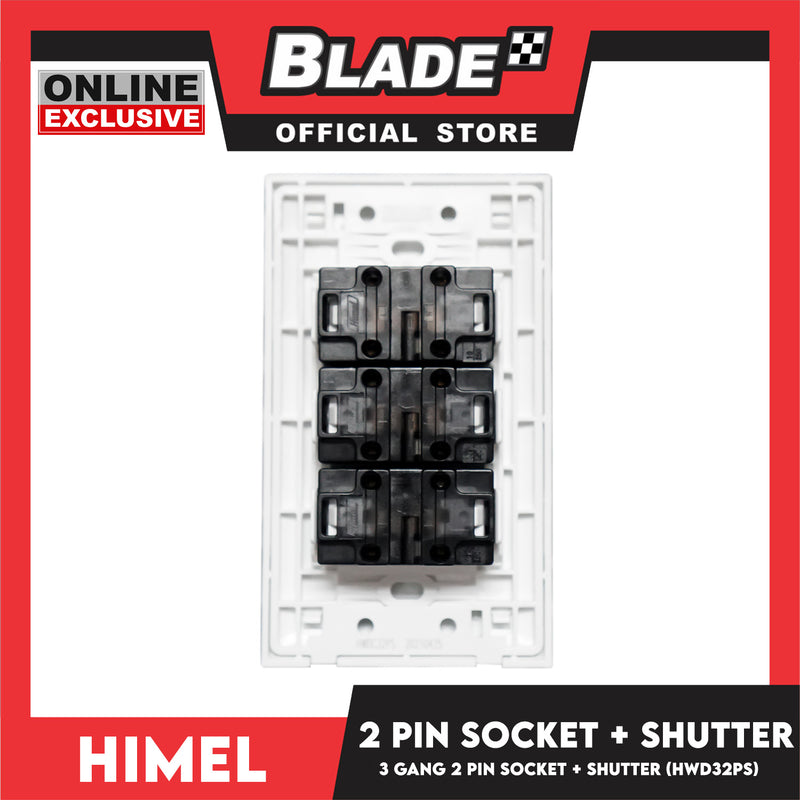 Himel 3 Gang 2 Pin Socket + Shutter HWDC32PS