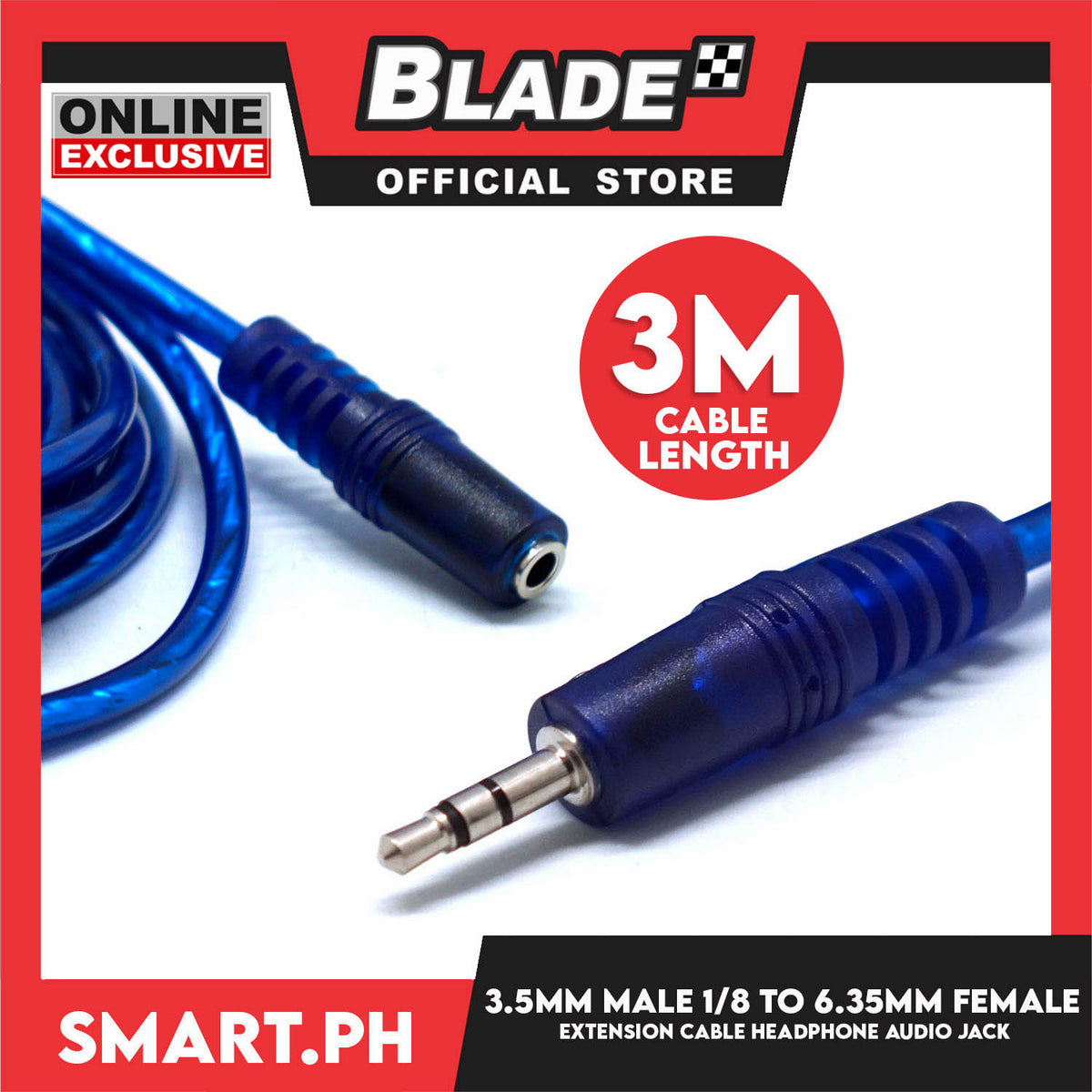 3 Meters 3.5mm Male 1/8 to 6.35mm Female Extension Cable Headphone Audio Jack for Amplifiers, Guitar, Piano, Home Theater Devices, Phone, Laptop & Headphones