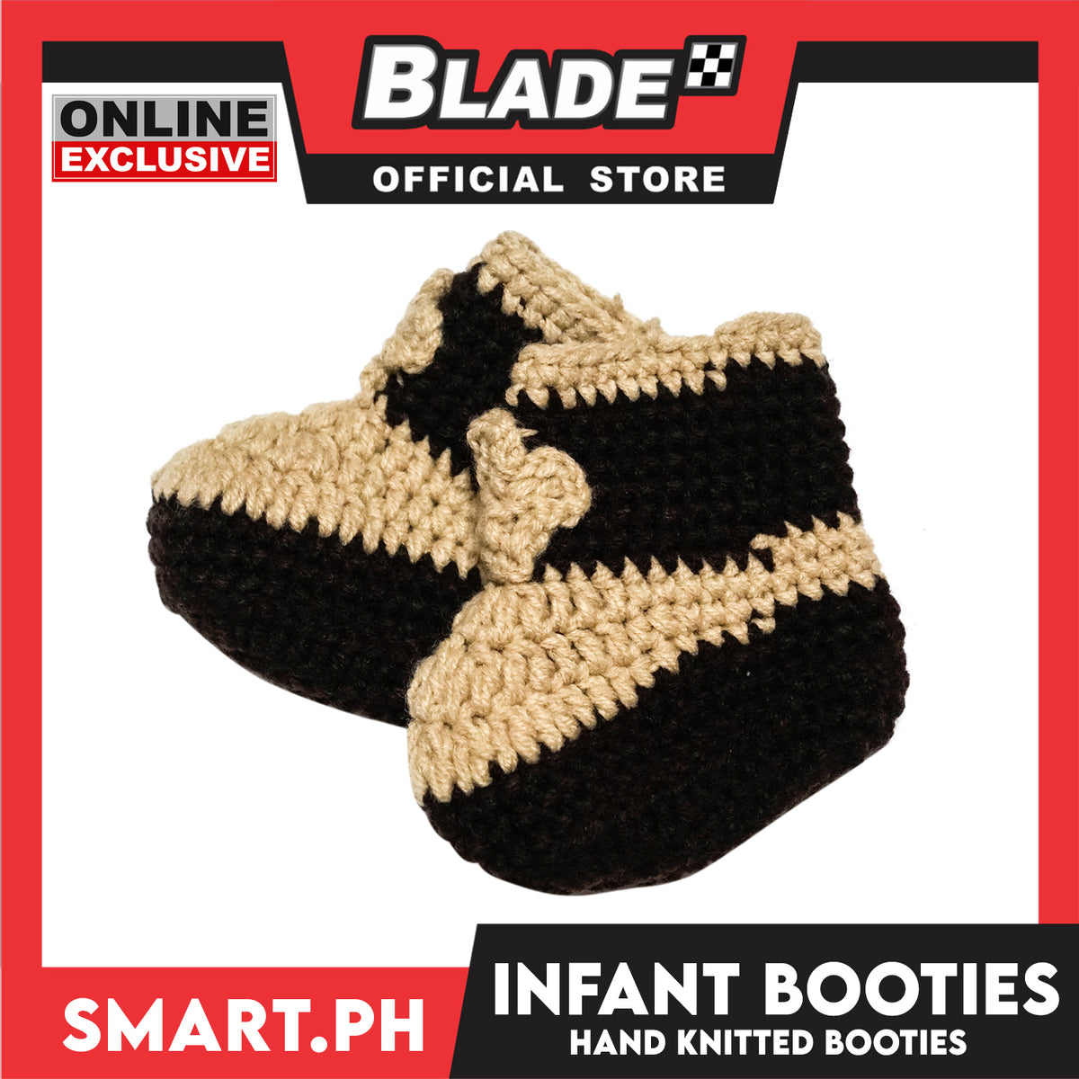 Infant Booties Crochet Baby Knitted Boots (Brown & Cream)