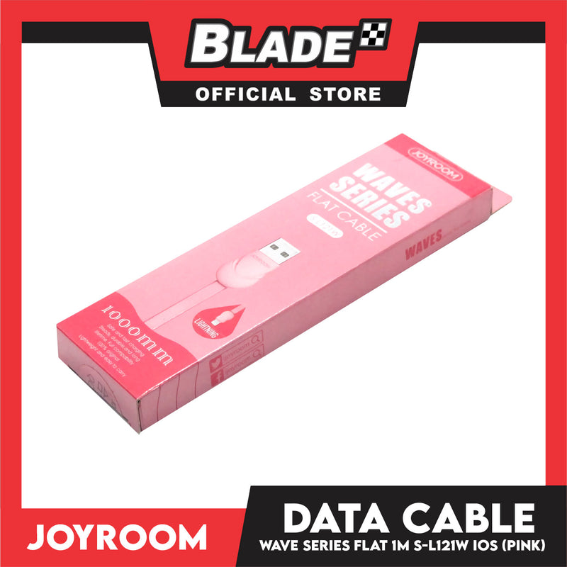 Joyroom Data Cable USB Waves Series Flat Cable 1000mm S-L121W (Pink) for  iOS. Iphone 5,5c,5s,6,6+,6s,6s,7,7+,8,X,XR,XS MAX,11) iPad,iPad mini 1,2 3 & 4, Ipad air and ipad 4