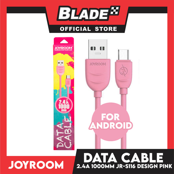 Joyroom Data Cable 2.4A 1000mm JR-S116 (Pink) High Quality Charging Cable for Android. Samsung, Huawei, Xiaomi, Oppo, Vivo and more