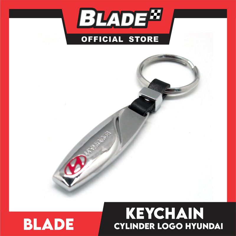 Blade Keychain Logo Cylinder Hyundai Chrome (Red)