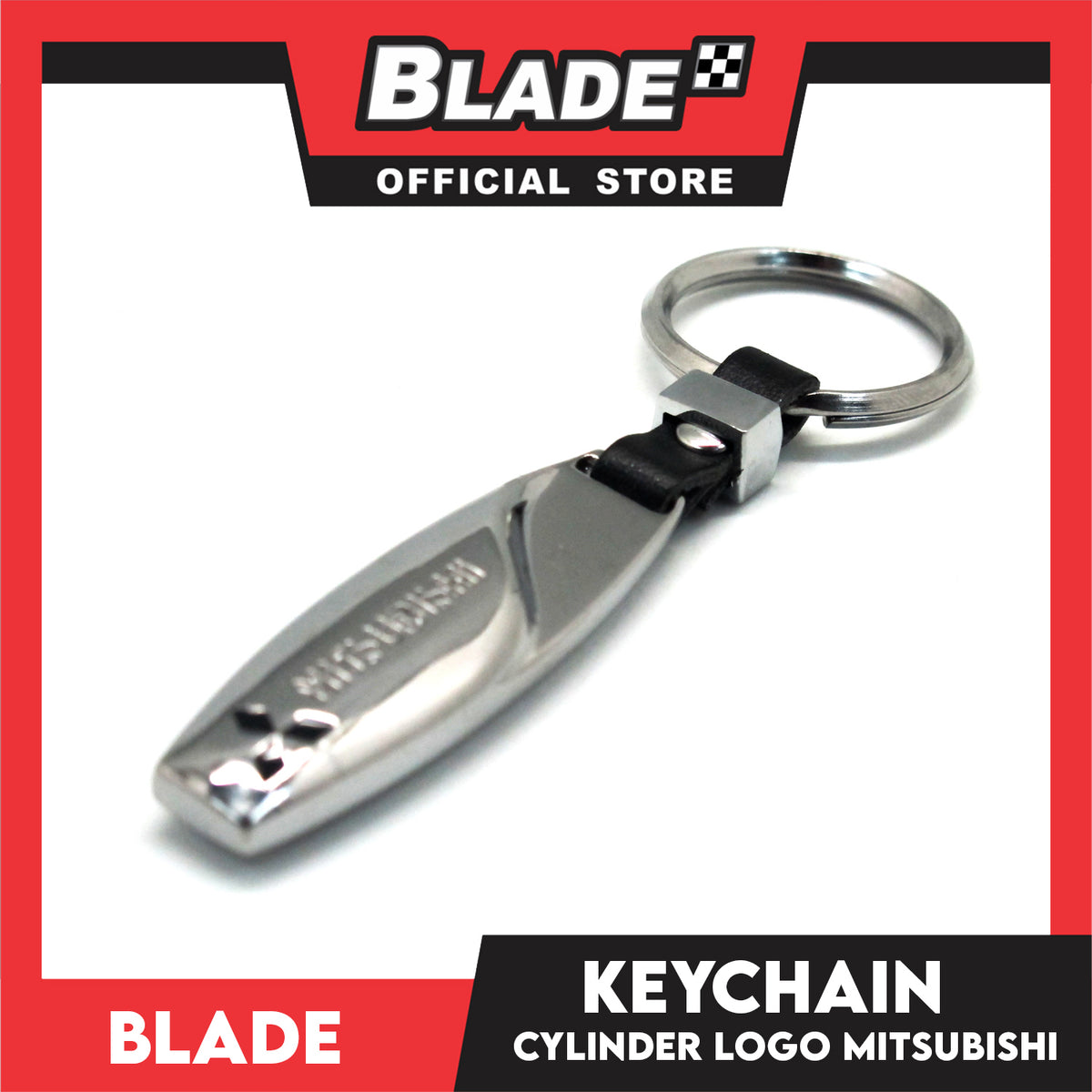 Blade Keychain Logo Cylinder Mitsubishi Chrome