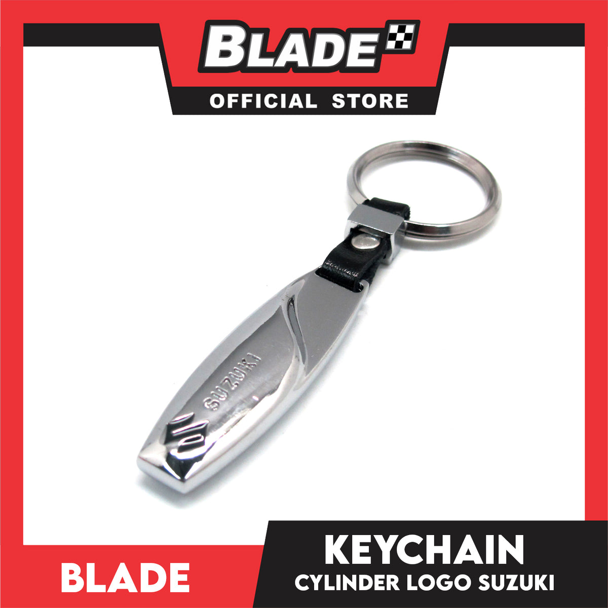 Blade Car Chrome Logo Cylinder Key Ring Key Chain Stainless Steel with Metal Hook (Suzuki) Car Logo Key Chain