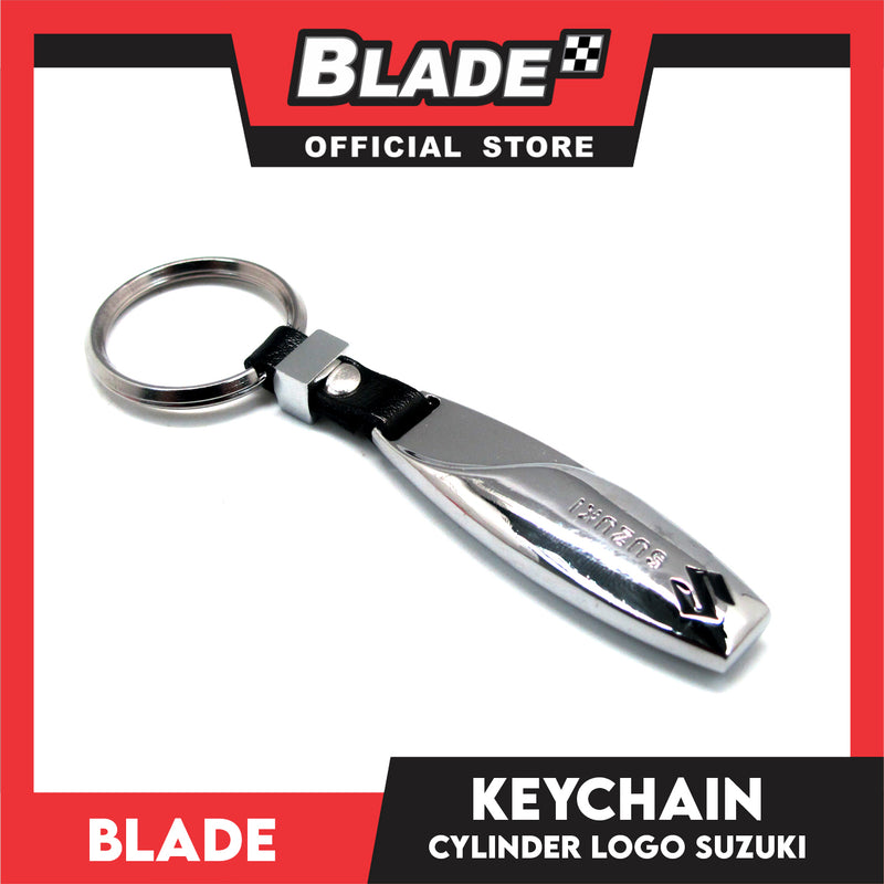 Blade Car Chrome Logo Cylinder Key Ring Key Chain Stainless Steel with Metal Hook (Suzuki) Car Logo Key Chain