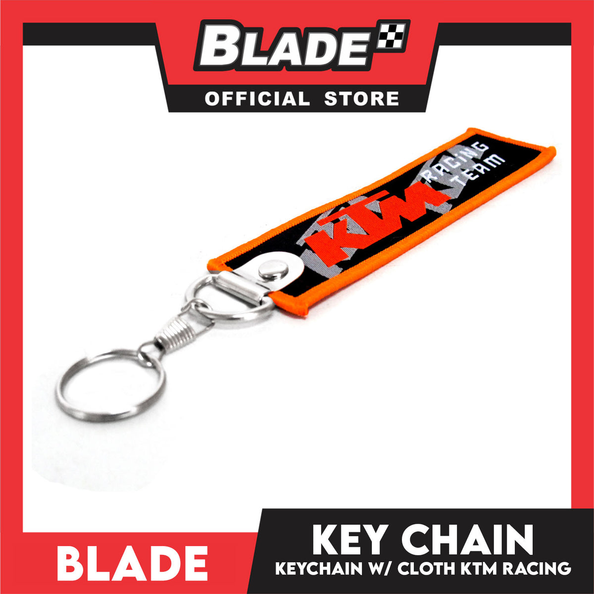 Blade Keychain Key Tag Lanyard with Metal Hook Key Ring Attachment (KTM Racing Team Design)