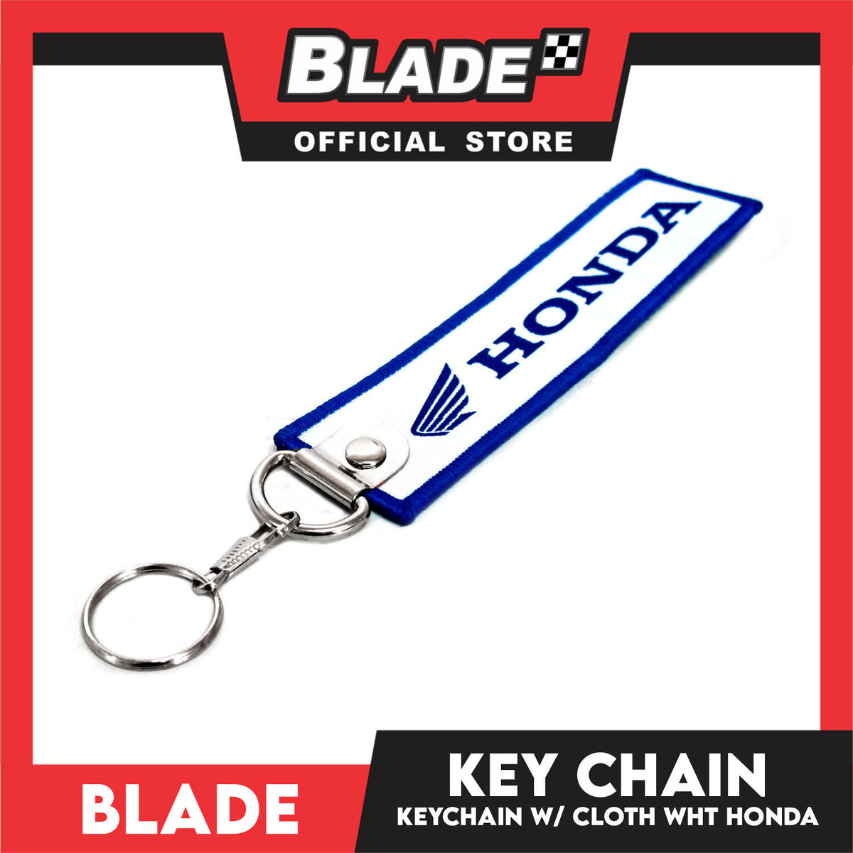 Blade Keychain Cloth Tag Honda Blue/White