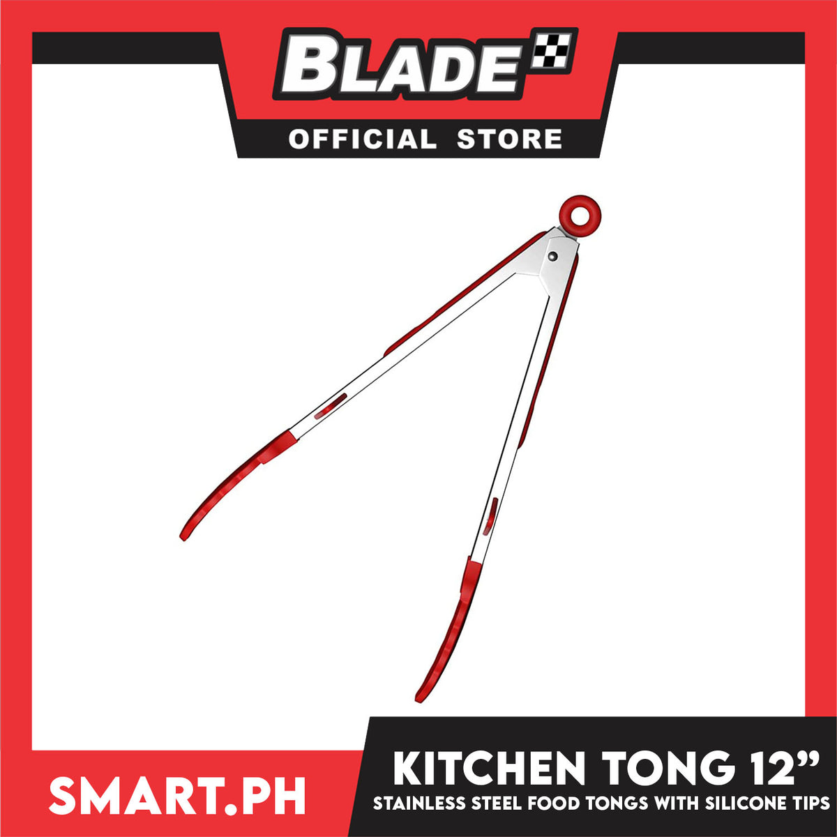 12'' Premium Kitchen Tongs Stainless Steel with Silicone Tips for Barbecue, Cooking and Picnic