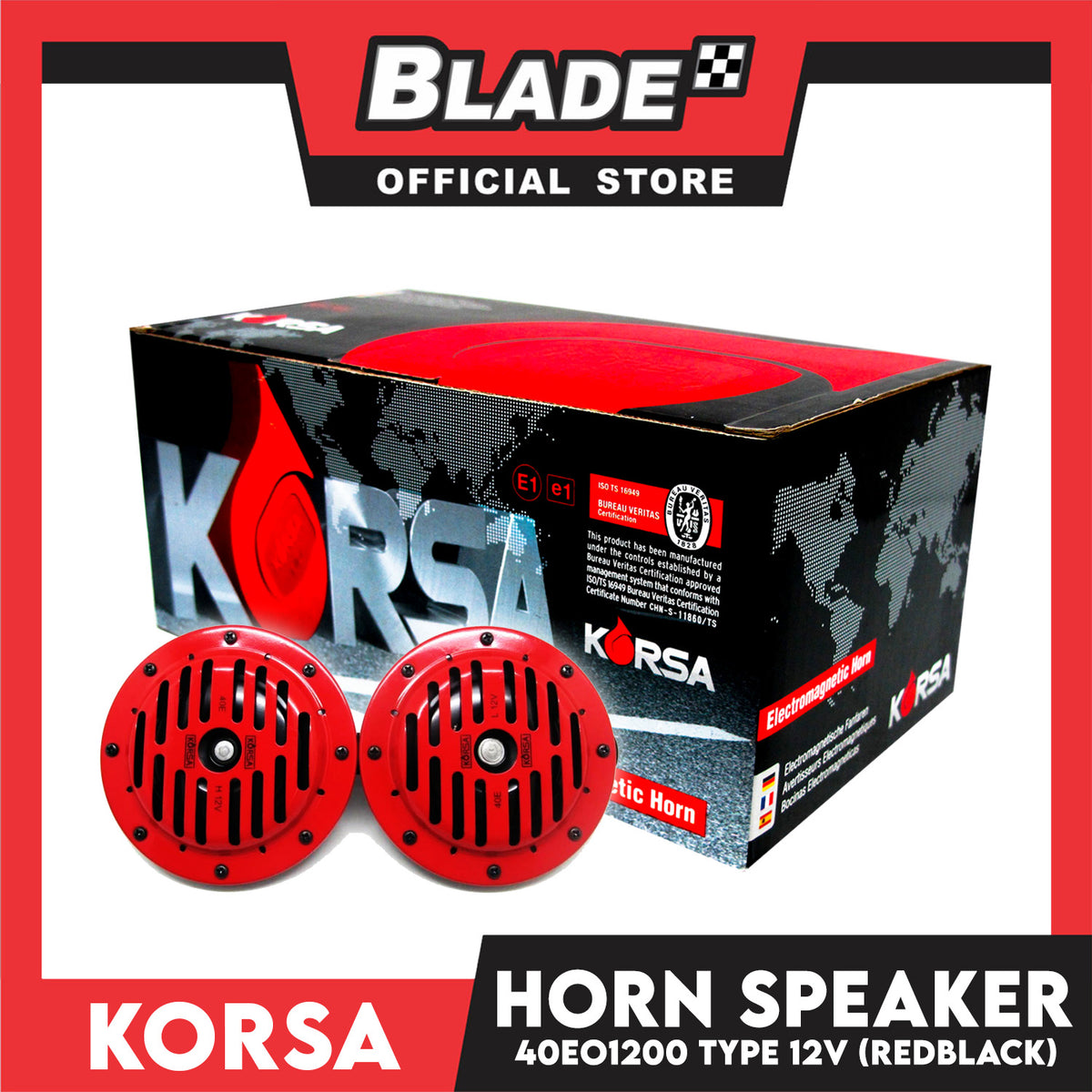 Korsa 40EO1200 Horn Speaker Type 12V (Red/Black)