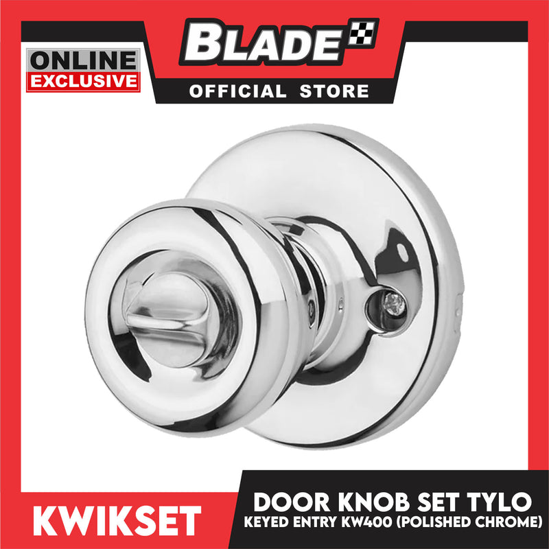 Kwikset Keyed Entry KW400 Door Knob Set Tylo (Polished Chrome)