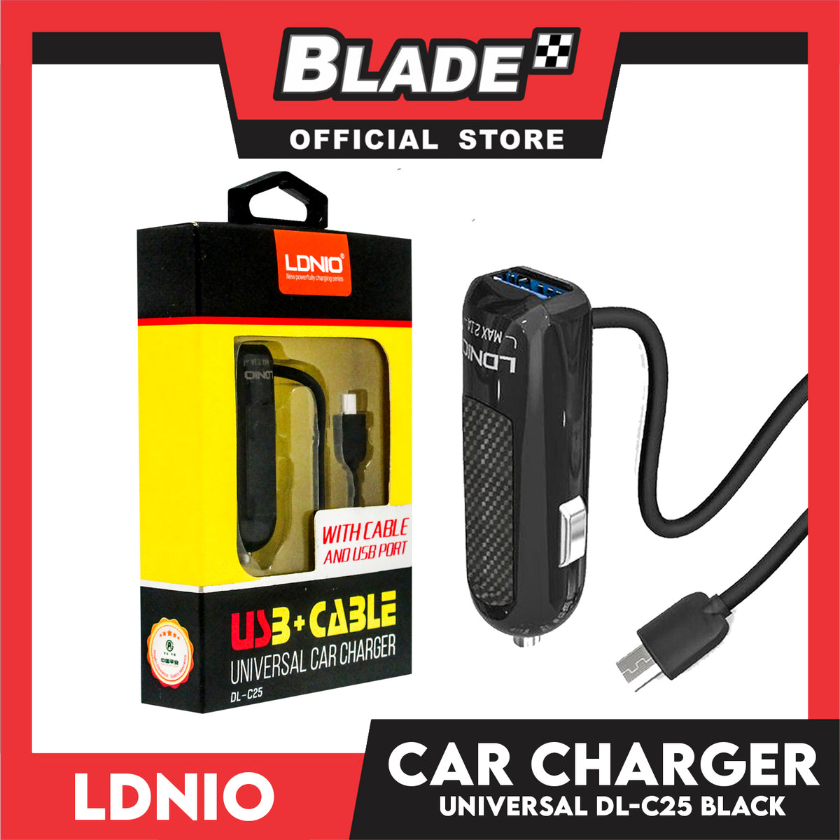Ldnio Car Charger and USB Port 2.1 Universal DL-C25 Support for Android and iOS Devices