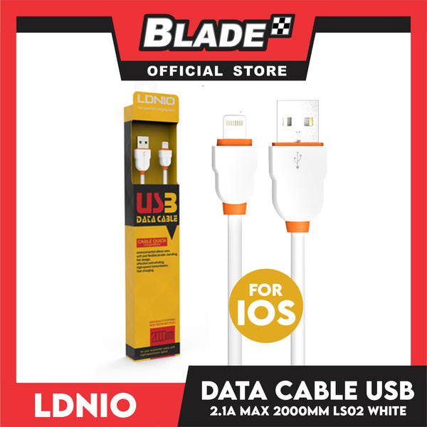 Ldnio Data Cable 2.1A Micro-USB 2000mm LS02 (White) for iPhone (5,5c,5s,6,6+,6s,6s,7,7+,8,X,XR,XS MAX,11), iPa, iPad Mini 1-4, iPad Air and iPad 4