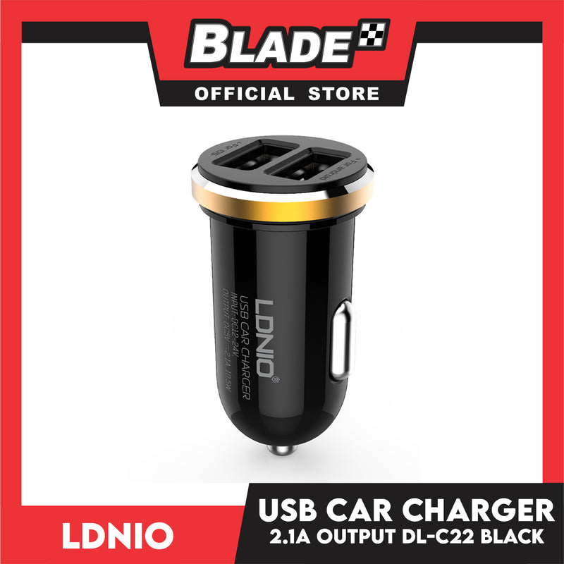 ﻿Ldnio Car Charger 2.1A Dual USB DL-C22 (Black) for Android and IOS