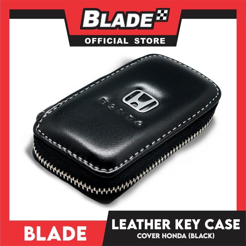 Genuine Leather Key Cover for Honda (Black) Key Case Car Key Holder Wallet with Metal Hook