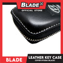 Genuine Leather Key Cover for Hyundai (Black) Key Case Car Key Holder Wallet with Metal Hook