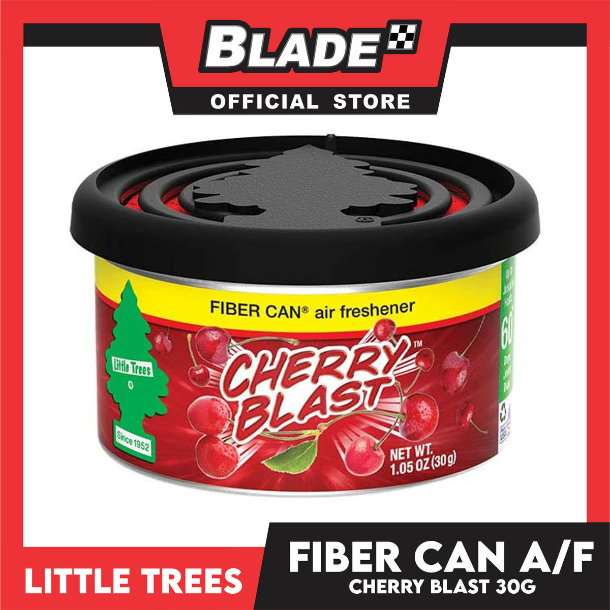 Little Trees Fiber Can Air Freshener Cherry Blast 30g - Fiber Can Provides a Long-Lasting Scent for Auto or Home