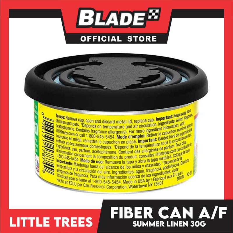 Little Trees Fiber Can Air Freshener Summer Linen 30g - Fiber Can Provides a Long-Lasting Scent for Auto or Home
