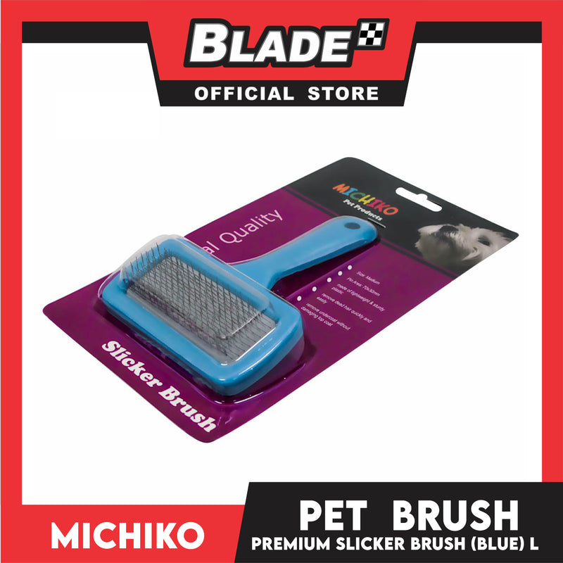 Michiko Slicker Brush Blue Color (Large) Pet Brush, Pet Grooming