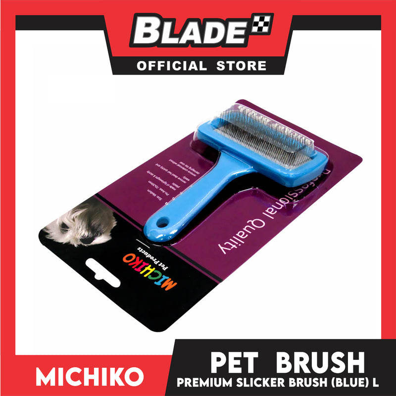 Michiko Slicker Brush Blue Color (Large) Pet Brush, Pet Grooming