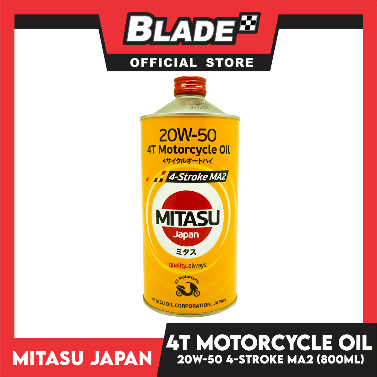 Mitasu MJ945 20W-50 4T Motorcycle Oil API SL/ JASO MA2 800ml for Motorcycle Engine