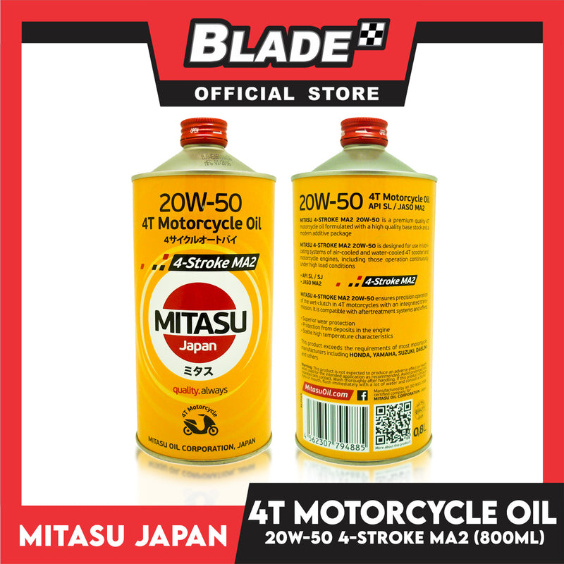 Mitasu MJ945 20W-50 4T Motorcycle Oil API SL/ JASO MA2 800ml for Motorcycle Engine