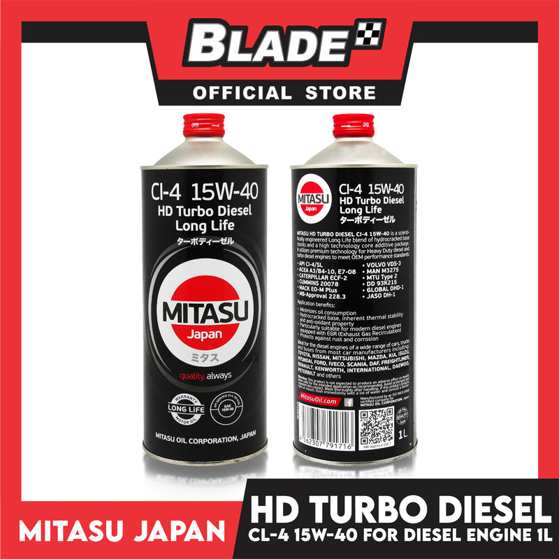 Mitasu MJ231 CL-4 15W-40 HD Turbo Diesel Long Life 1L for Diesel Engine (Black)