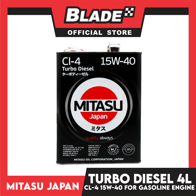 Mitasu Turbo Diesel Oil CL-4 15W-40 Heavy Duty Long Life MJ231 4L for Diesel and Turbo Diesel Engine