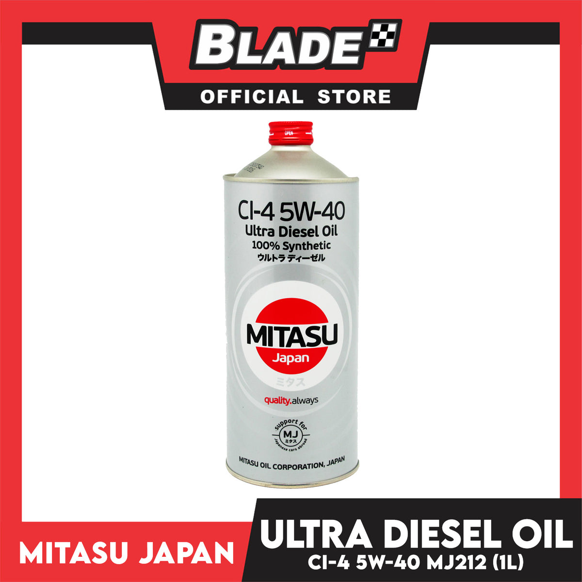 Mitasu MJ212 CI-4 5W-40 Ultra Diesel Oil 100% Synthetic 1L for Diesel & Turbo Diesel Engine