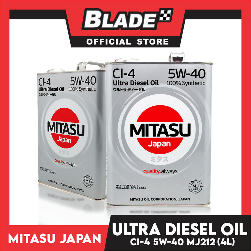 Mitasu MJ212 CI-4 5W-40 Ultra Diesel Oil 100 % Synthetic 4L for Diesel & Turbo Diesel Engine