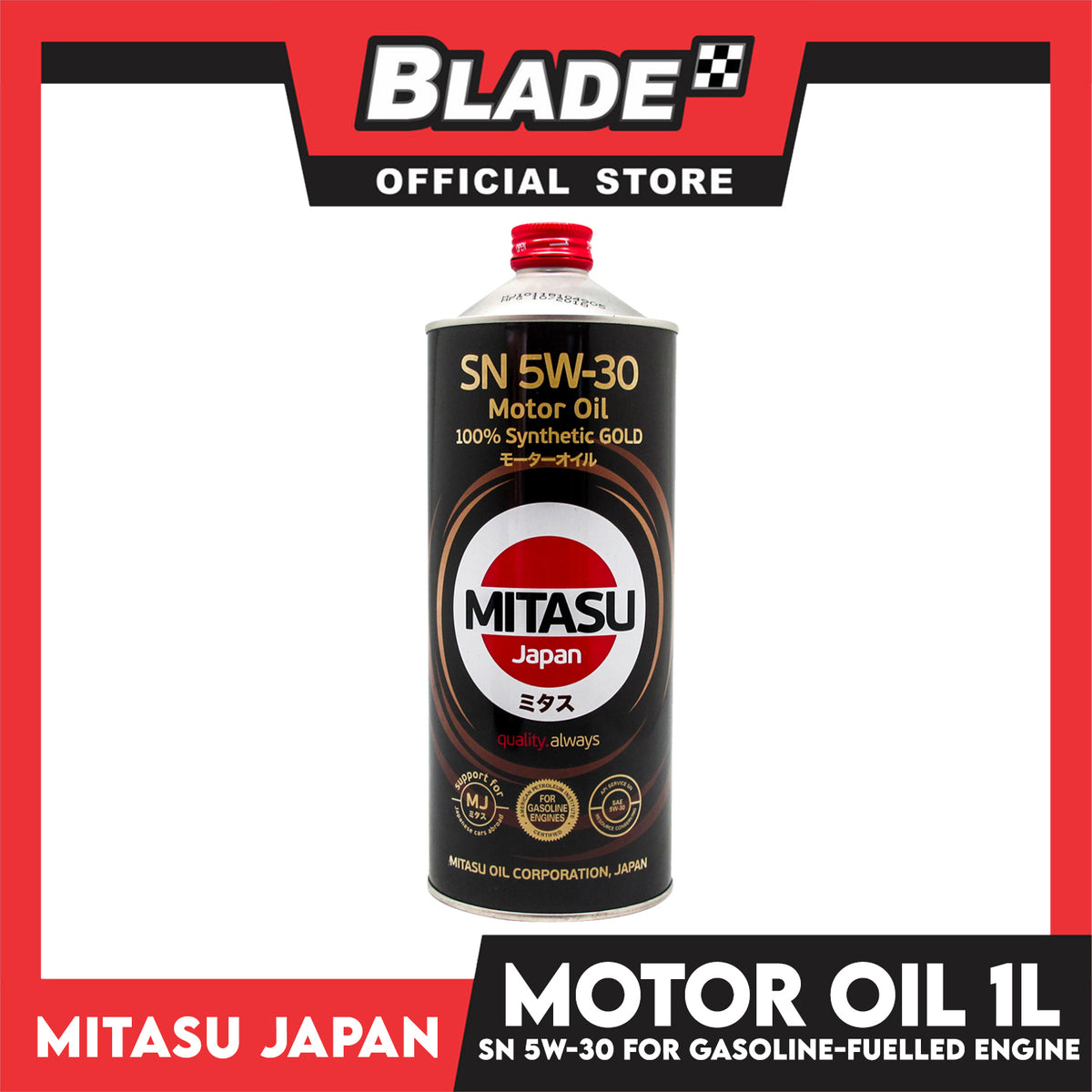 Mitasu MJ101 SN 5W-30 Motor Oil 100% Synthetic Gold 1L for Gasoline-Fuelled Engine