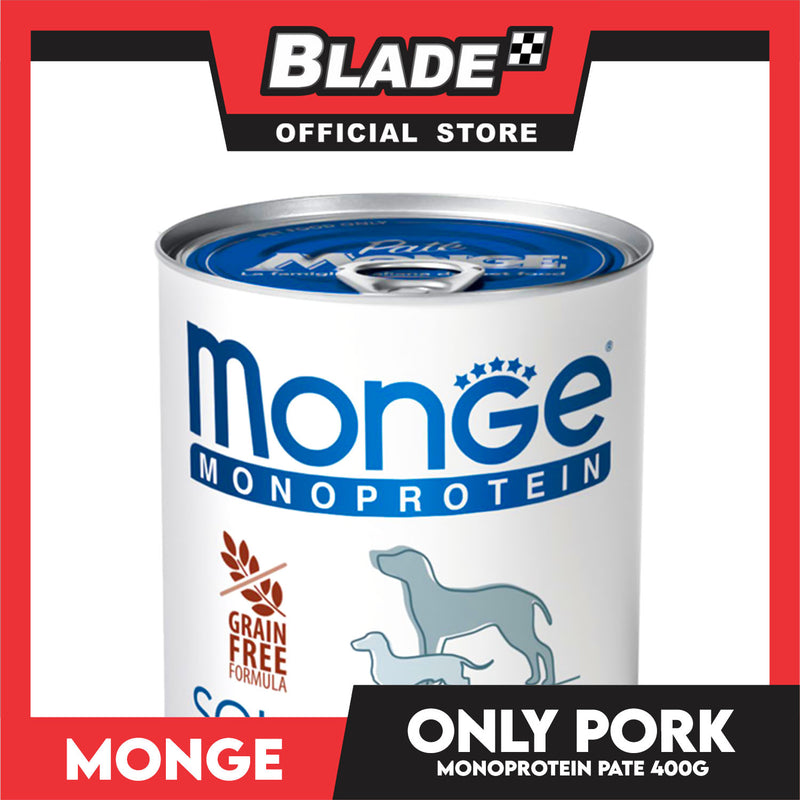 Monge Monoprotein Solo Pate Wet Dog Food, Grain Free 400g (Solo Agnello, Only Lamb) For Daily Diet Of All Breeds Puppies Canned Food