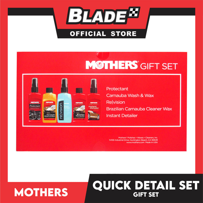 Mothers Quick Detail Set - Gift Set to Wash and Wax Your Car as Well as Clean and Shine the Interior