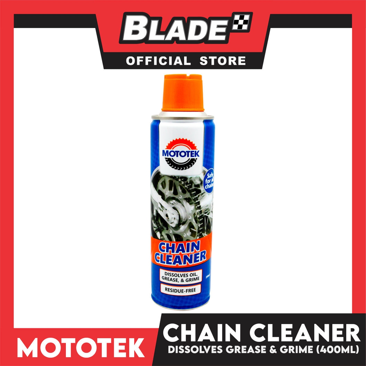 Mototek Chain Cleaner 250ml - Dissolves Oil, Grease & Grime