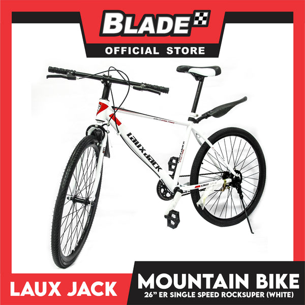 Laux Jack Mountain Bike Jack Super Lite Carbon Steel Frame 26ER Single Speed (White)- Mountain Bike, Road Bike, Cycling for Daily Use Exercise