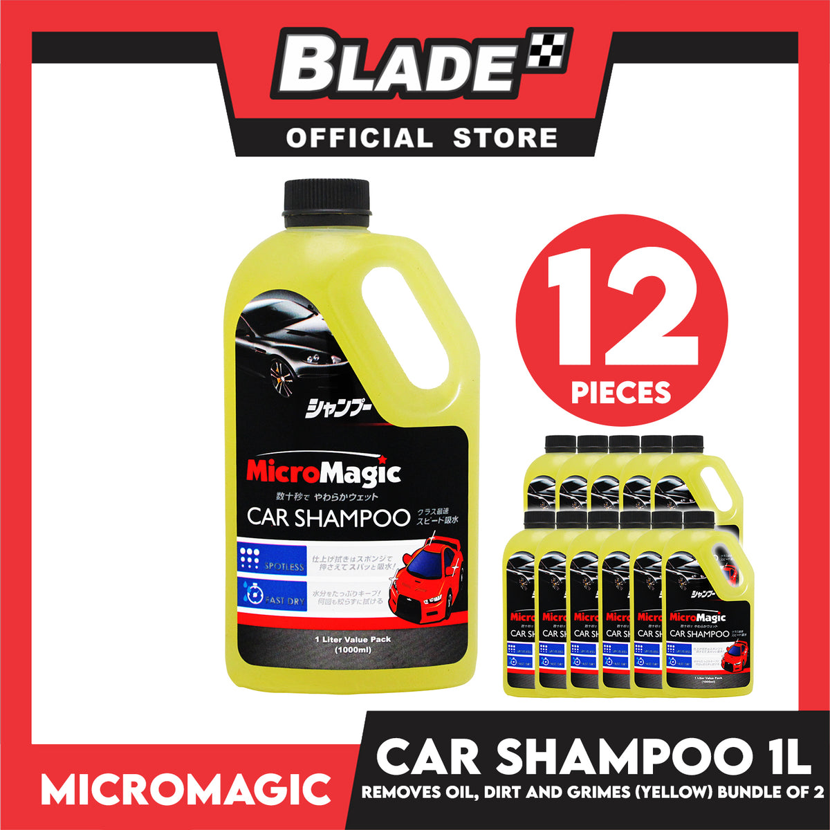 12pcs Micromagic Car Shampoo 1L