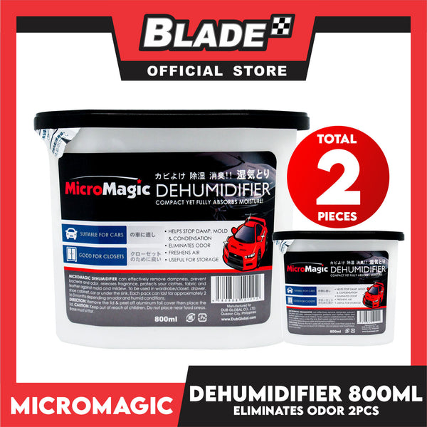 2pcs Micromagic Dehumidifier 800ml- Eliminates Musty Odor, Suitable for your car & closets