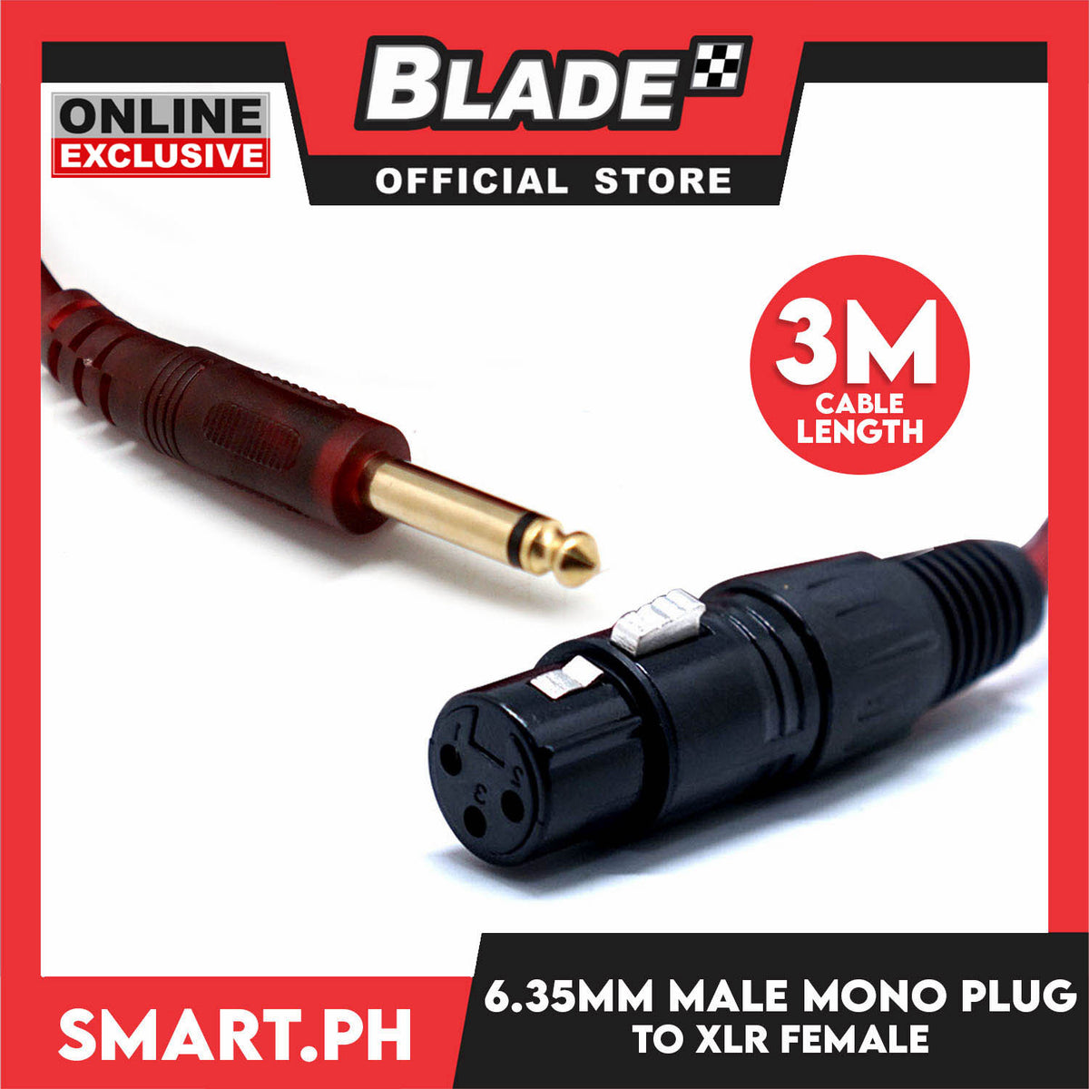 3 Meters 1/4" Inch 6.35mm Male Mono Plug to XLR Female Converter Audio Connectors, XLR Female to 6.35mm TS Male Microphone Cable Audio Mic Cable
