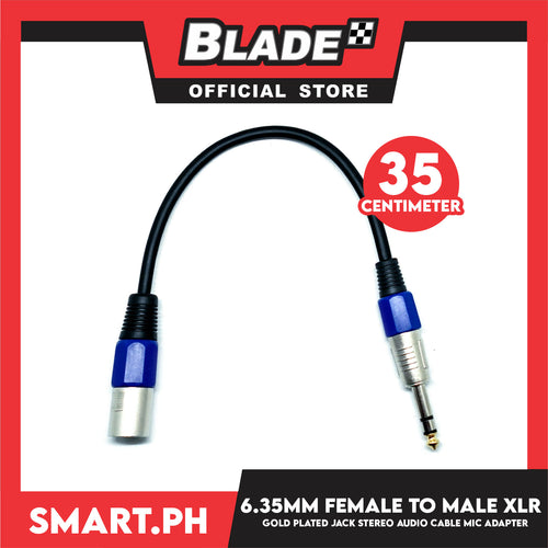 6.35mm Female Gold Plated Jack Stereo Audio Cable Mic Adapter to Male XLR Microphone Cable Interconnect Cable (35cm) Common used for Microphones, Mixers, Amplifiers, Audio Interfaces, Loudspeakers and more