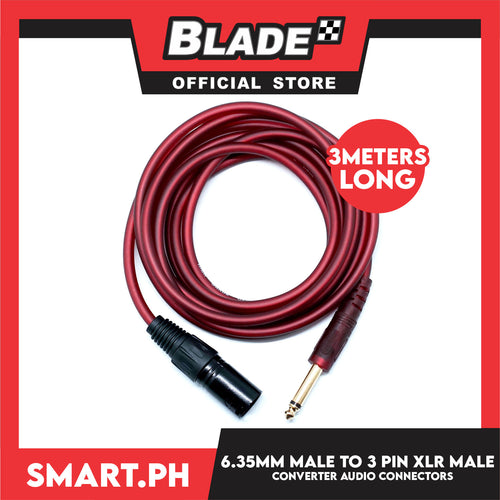 3 Meters 1/4'' Inch 6.35mm Male Mono Plug to 3 PIN XLR Male Converter Audio Connectors, XLR Male to 6.35mm TS Male Microphone Cable Audio Mic Cable