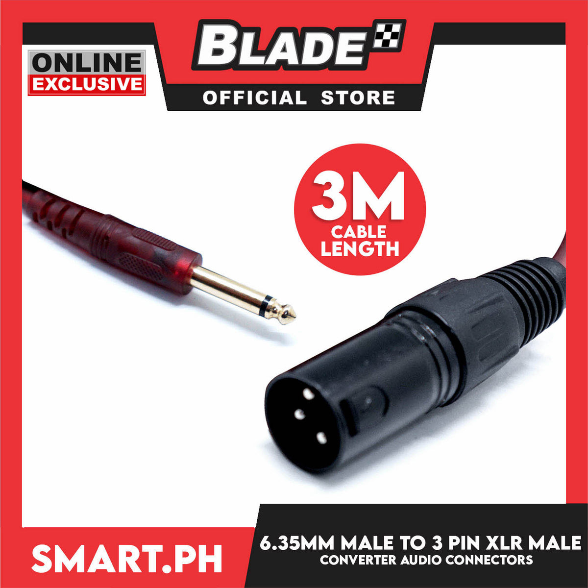 3 Meters 1/4'' Inch 6.35mm Male Mono Plug to 3 PIN XLR Male Converter Audio Connectors, XLR Male to 6.35mm TS Male Microphone Cable Audio Mic Cable
