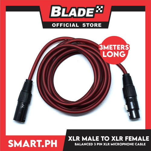 3 Meters XLR Male to XLR Female Balanced 3 PIN XLR Microphone Cable Suitable Mixing Consoles, Microphones, Recorders, Amplifiers, Sound Card, Loudspeaker, etc.
