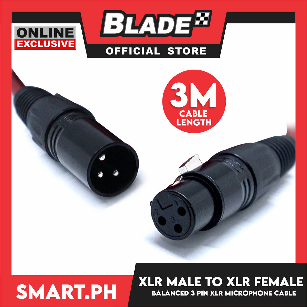 3 Meters XLR Male to XLR Female Balanced 3 PIN XLR Microphone Cable Suitable Mixing Consoles, Microphones, Recorders, Amplifiers, Sound Card, Loudspeaker, etc.