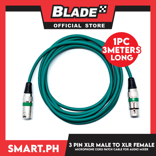3 Meters XLR Female to Male 3Pin Microphone Cable (Green) Microphone Cord Patch Cable for Audio Cord Mixer