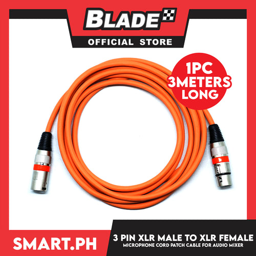 3 Meters XLR Female to Male 3Pin Microphone Cable (Orange) Microphone Cord Patch Cable for Audio Cord Mixer