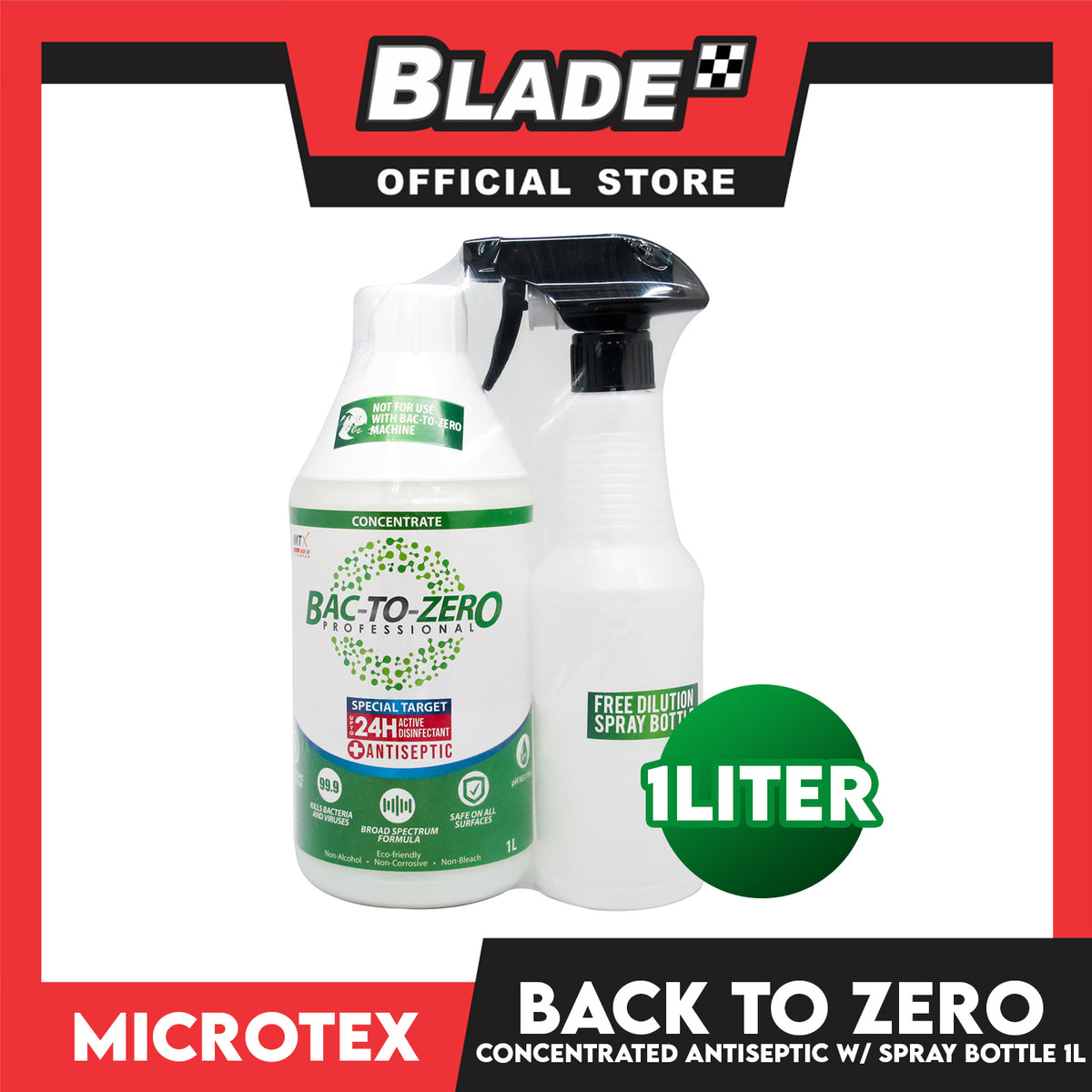 Microtex Back-to-Zero Professional Concentrate Antiseptic 1L with Free Spray Bottle