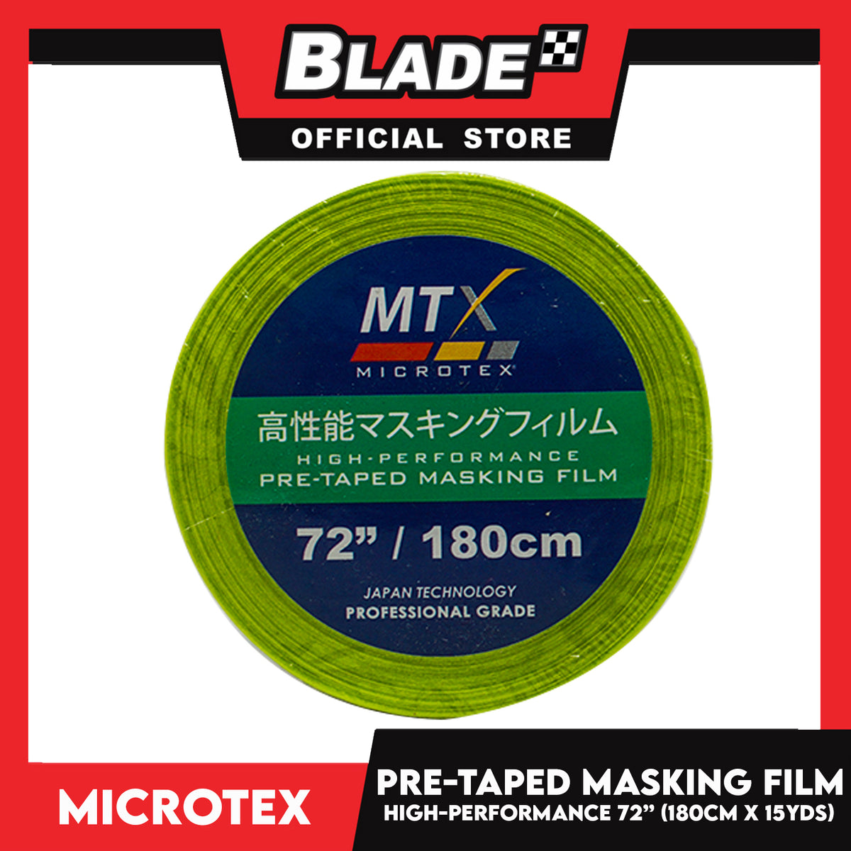 Microtex Pre-Taped Masking Film 72' ' (180cm) x 15yds High-Performance for Home And Automotive