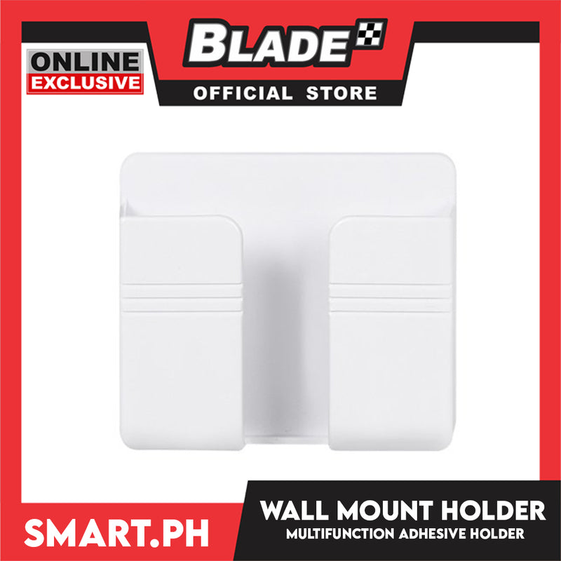Adhesive Wall Mount Phone Holder Remote Control Storage Box Non Slip Media Organizer Storage Box for Bedroom Kitchen Bathroom (White)