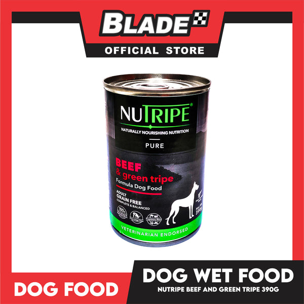 Nutripe Naturally Nourishing Nutrition Pure Beef And Green Tripe Formula Dog Food, Grain Free 390g Canned Food For Dog Adult, Dog Wet Food