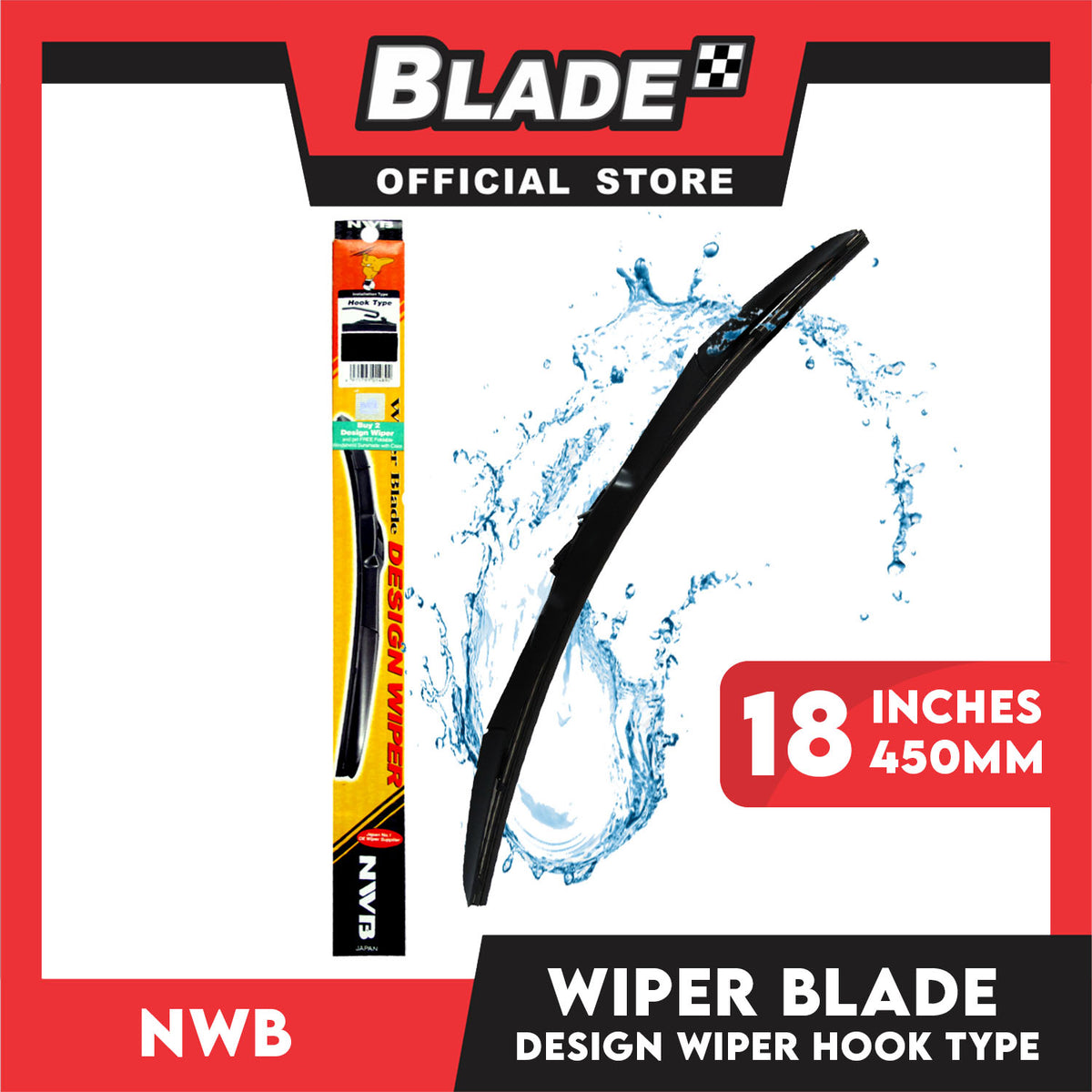 Nwb Design Wiper Blade 18''/450mm NU-018L for Toyota Corolla, Camry, Land Cruiser, Prado, Honda Civic, City, HRV, Mitsubishi Galant, Lancer