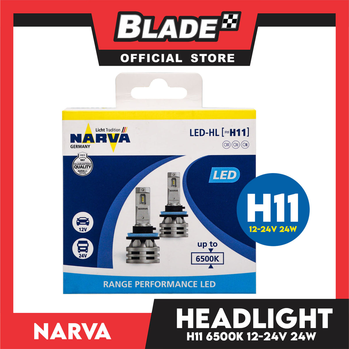 Narva Range Performance LED 6500K 180483000 H11 12/24V 24W- LED Headlight Bulb